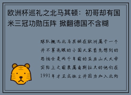 欧洲杯巡礼之北马其顿：初哥却有国米三冠功勋压阵 掀翻德国不含糊